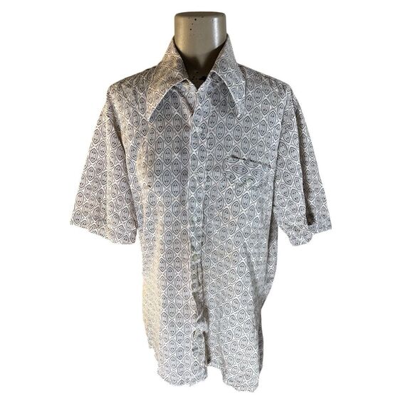 VTG Jandy Place Bardon Big Collar Disco Shirt Men’s M Tribal Paisley - Picture 2 of 6